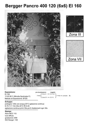 Bergger Pancro 400 è stata esposta sulle ombre usando la sensibilità (160) trovata dall'analisi delle curve caratteristiche per uno sviluppo N.<br />La stampa è stata eseguita usando la minima esposizione per il massimo annerimento